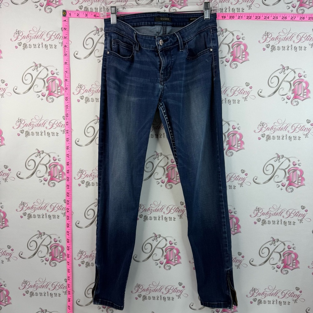 GUESS jeans Marilyn three zip Women's Blue Skinny Jeans bottoms zips